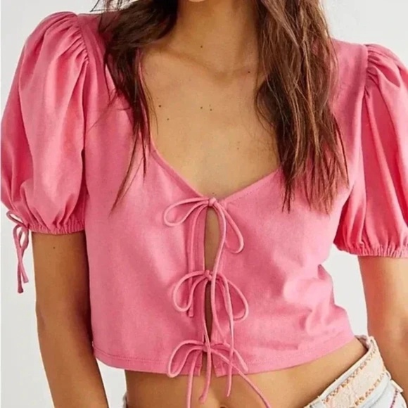 FREE PEOPLE Pink Kitty Tee - Picture 1 of 9